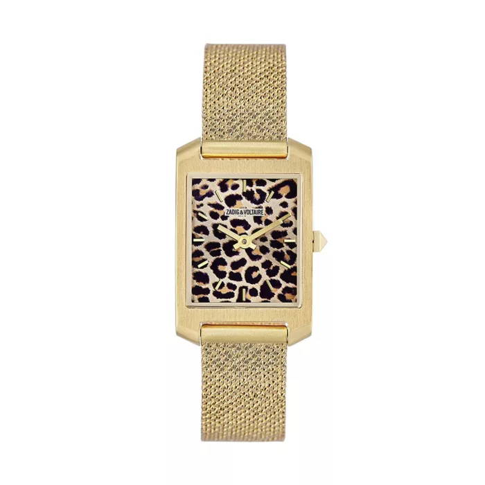 Montre Zadig & Voltaire dorée et motif léopard