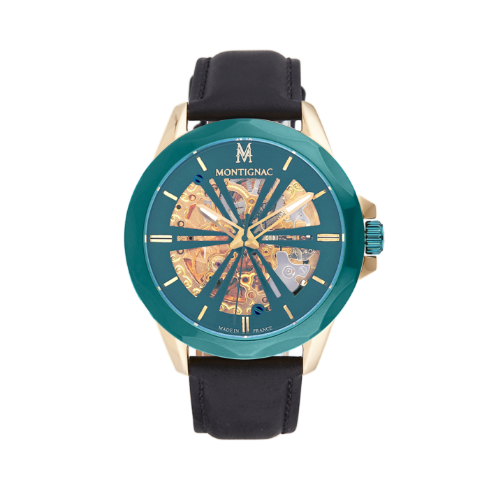 Montre automatique homme round vert Montignac