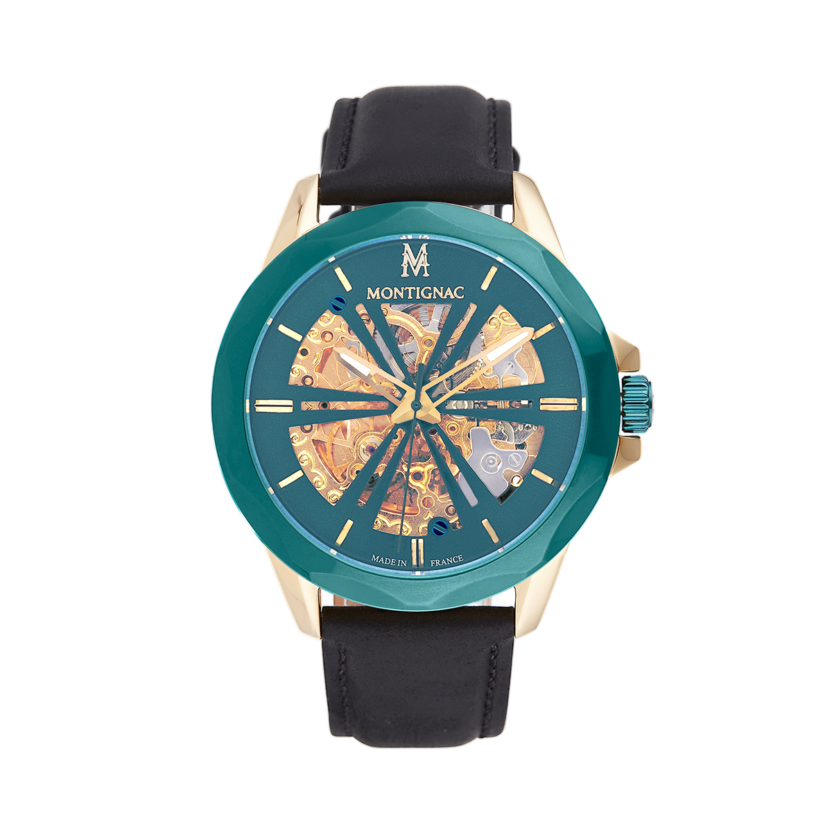 Montre automatique homme round vert Montignac