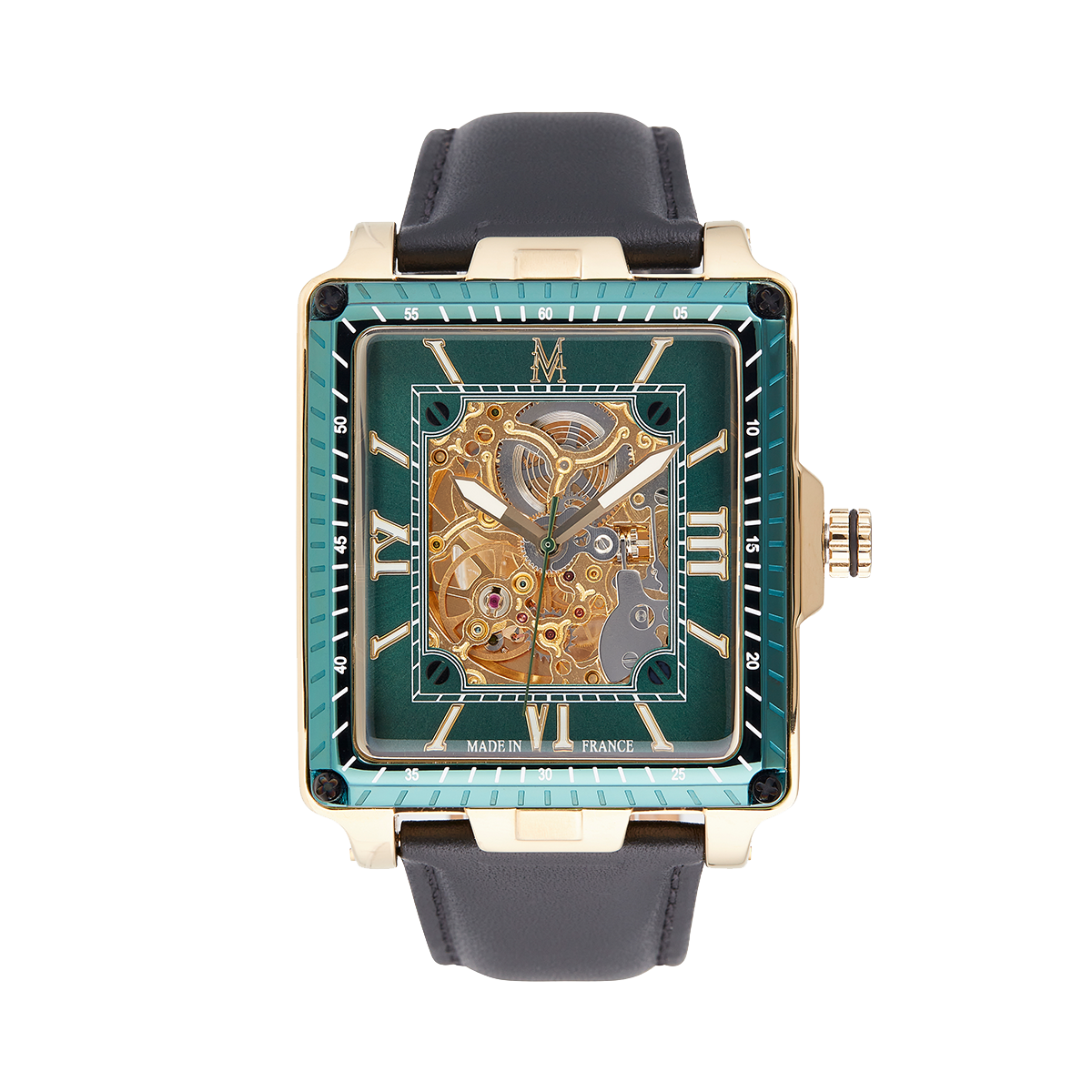Montre automatique homme square vert Montignac
