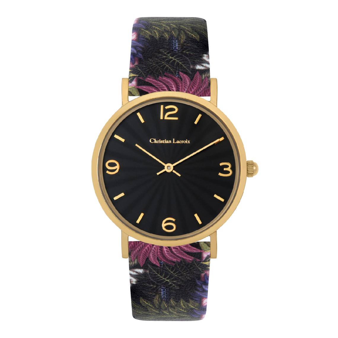 Montre femme Christian Lacroix cuir noir
